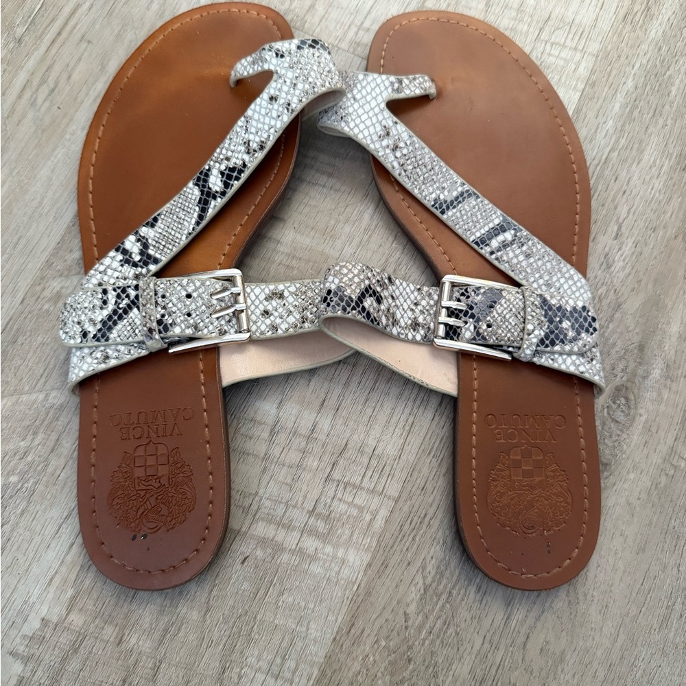 Vince Camuto Snakeskin Sandals - White and Tan